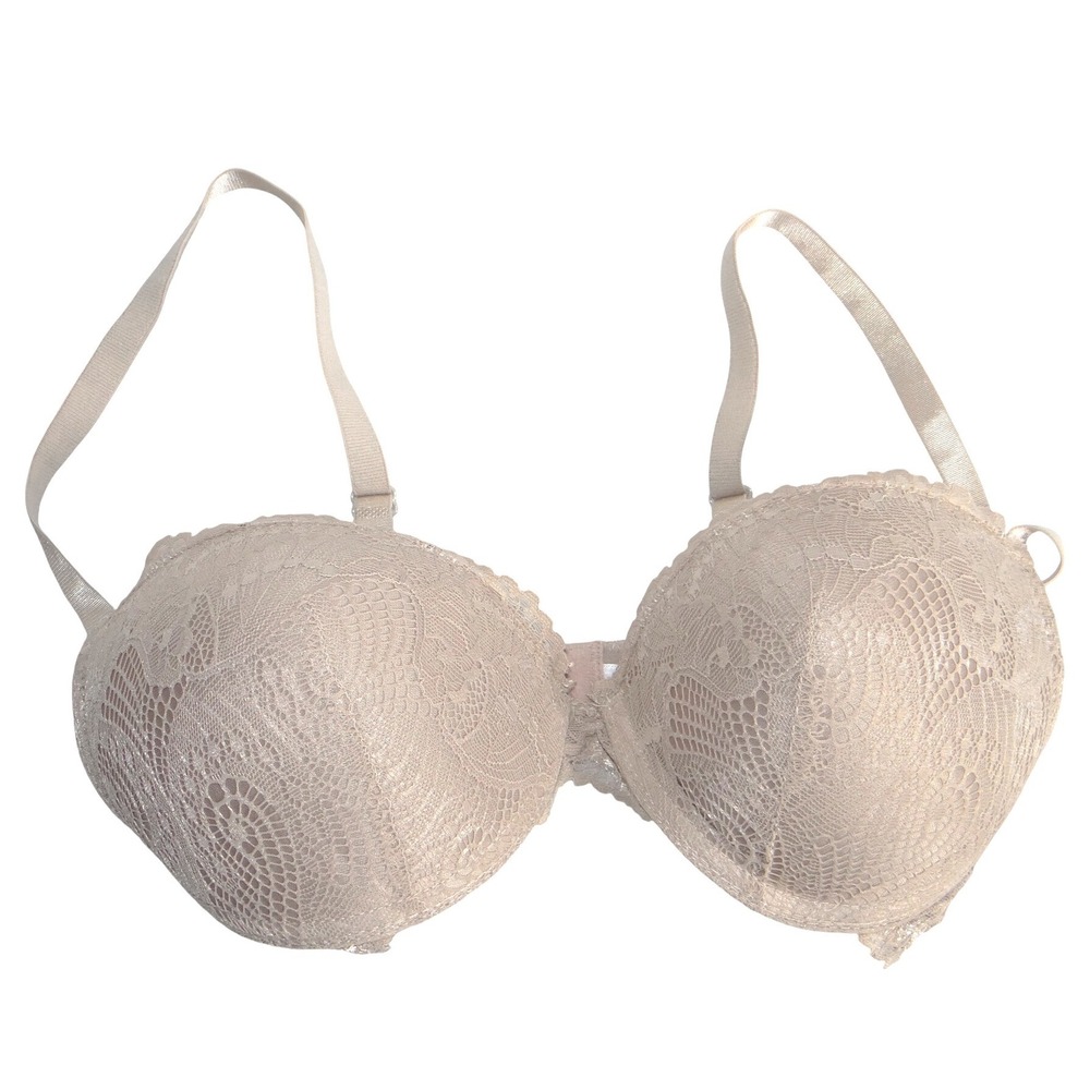 Floral Lace Underwire Bra Beige‎ Taupe Padded Adjustable Straps 36C RN146342